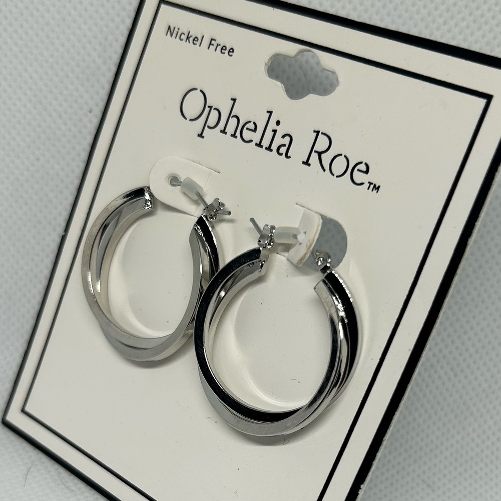 Ophelia Roe‎ Silver Twist Hoop Earrings